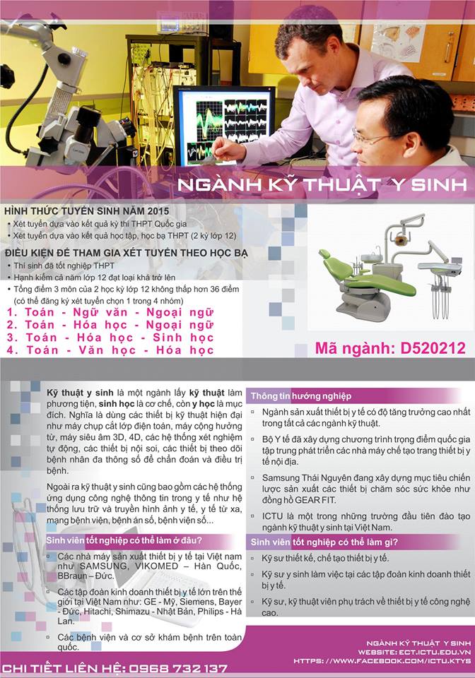 Trường Đại học Công nghệ Thông tin & Truyền thông tuyển sinh ngành kỹ thuật y sinh